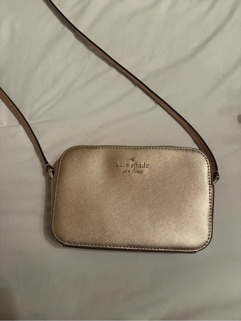 kate spade metallic rose gold crossbody purse